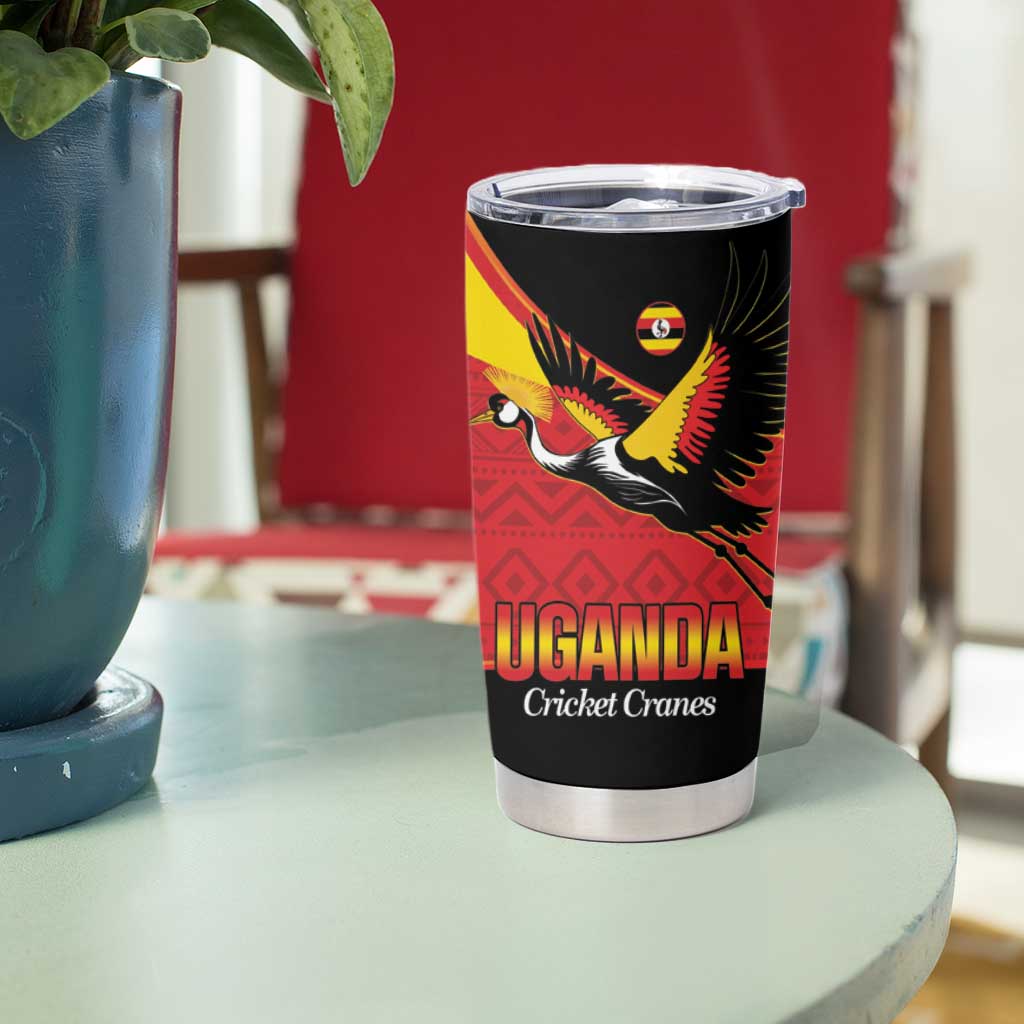 Custom Uganda Cricket Tumbler Cup Go Cranes African Pattern - Wonder Print Shop