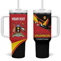 Custom Uganda Cricket Tumbler With Handle Go Cranes African Pattern - Wonder Print Shop