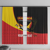 Custom Uganda Cricket Window Curtain Go Cranes African Pattern - Wonder Print Shop