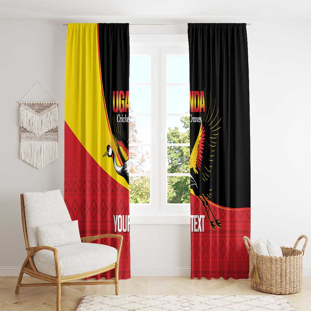 Custom Uganda Cricket Window Curtain Go Cranes African Pattern - Wonder Print Shop