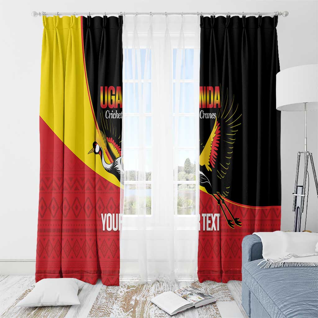 Custom Uganda Cricket Window Curtain Go Cranes African Pattern - Wonder Print Shop