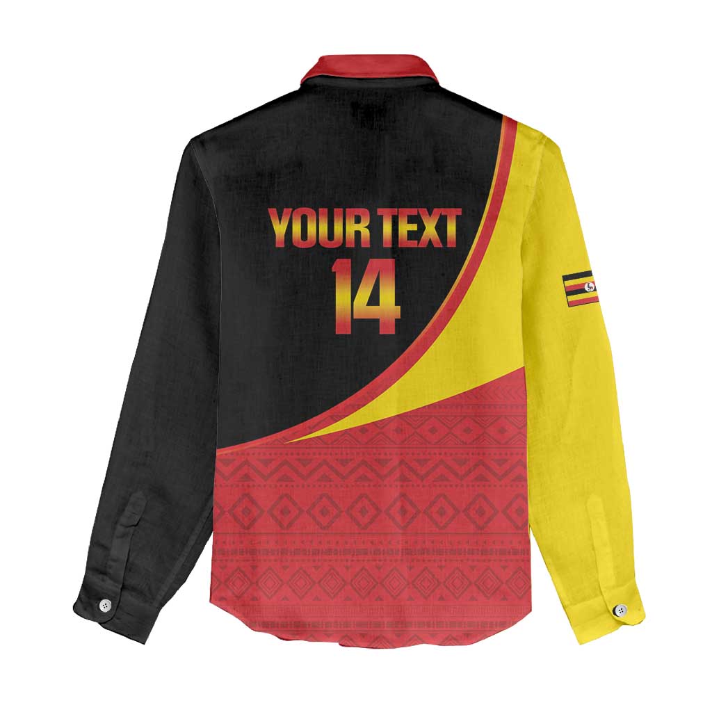 Custom Uganda Cricket Women Casual Shirt Go Cranes African Pattern - Wonder Print Shop