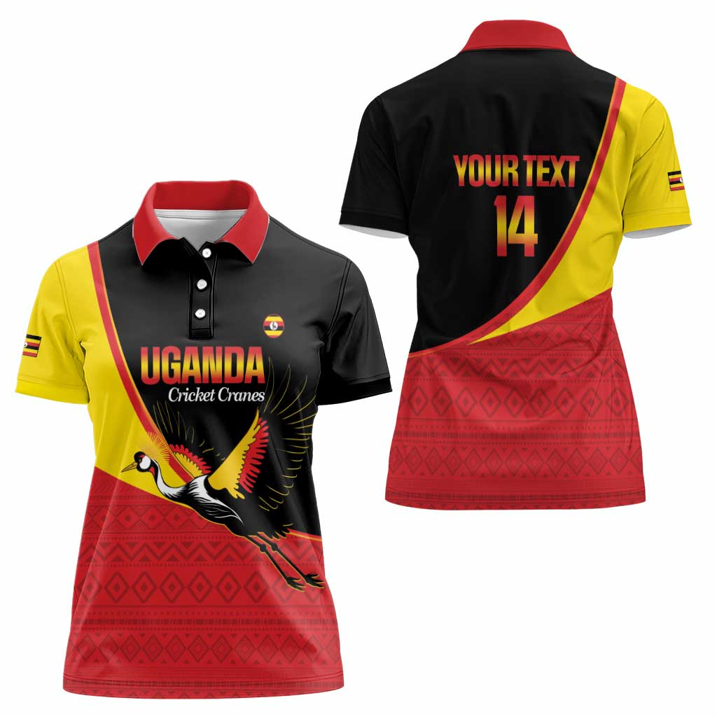 Custom Uganda Cricket Women Polo Shirt Go Cranes African Pattern - Wonder Print Shop