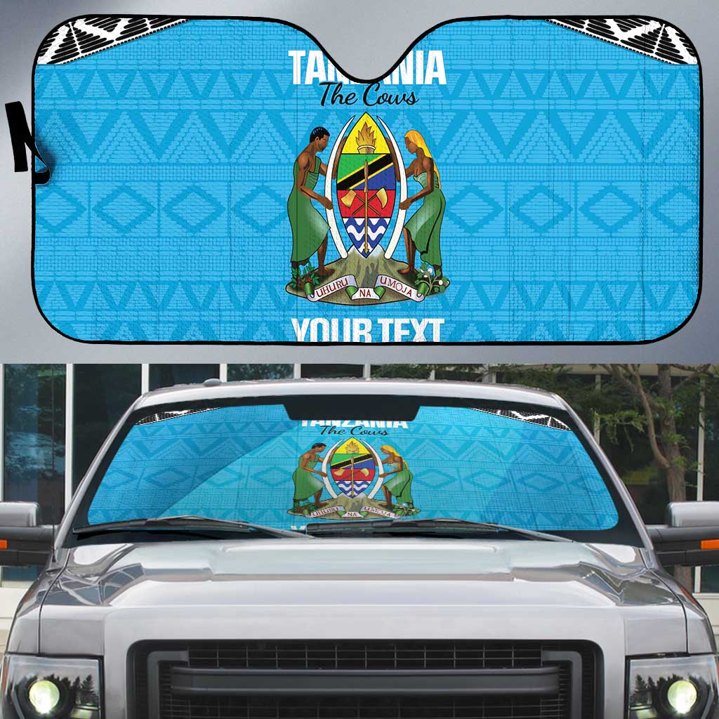 Custom Tanzania Cricket Auto Sun Shade Go Cows Sporty African Pattern - Wonder Print Shop