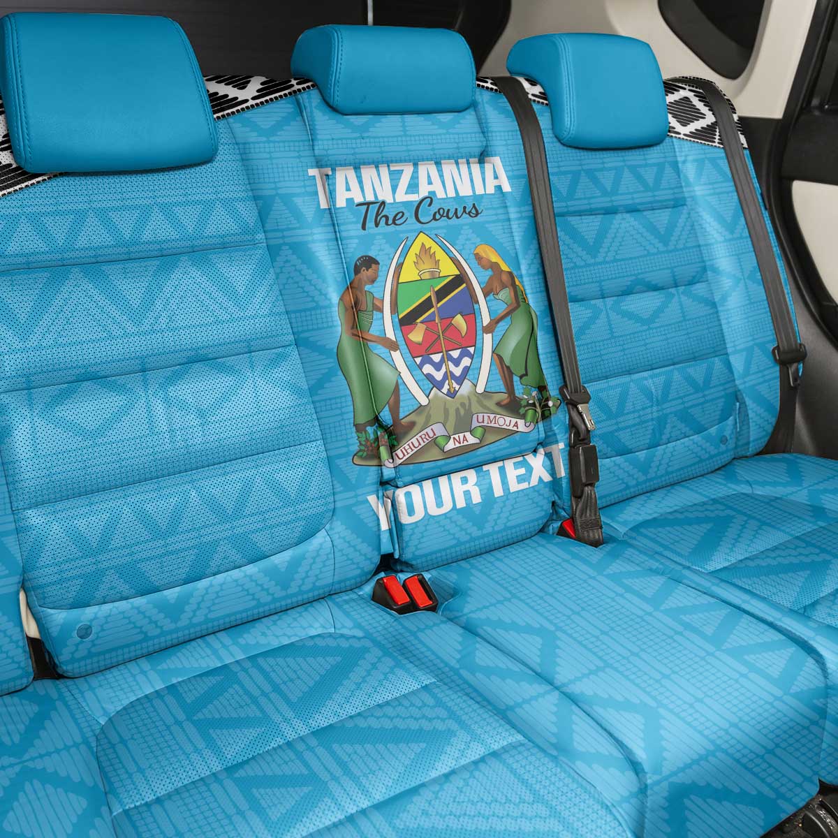 Custom Tanzania Cricket Back Car Seat Cover Go Cows Sporty African Pattern - Wonder Print Shop