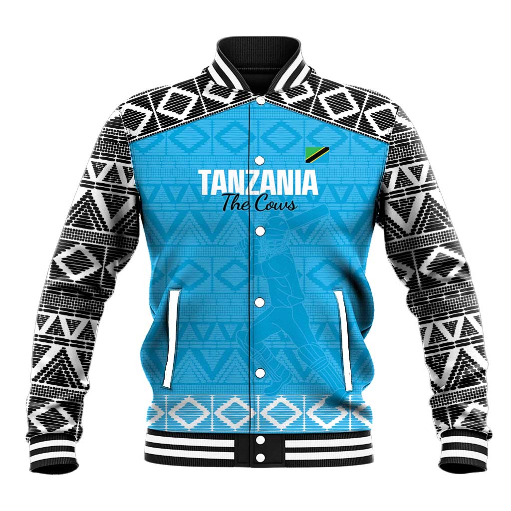 Custom Tanzania Cricket Baseball Jacket Go Cows Sporty African Pattern - Wonder Print Shop