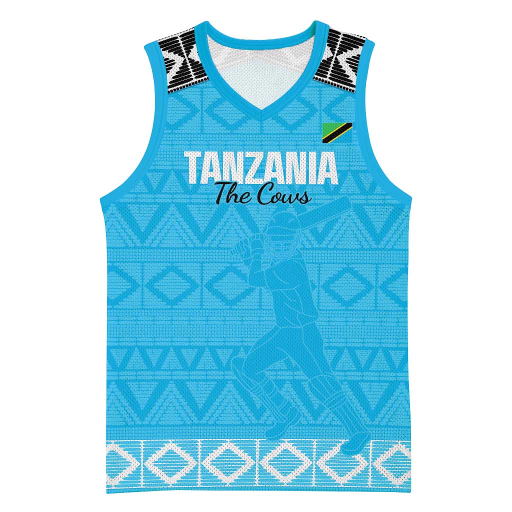 Custom Tanzania Cricket Basketball Jersey Go Cows Sporty African Pattern - Wonder Print Shop