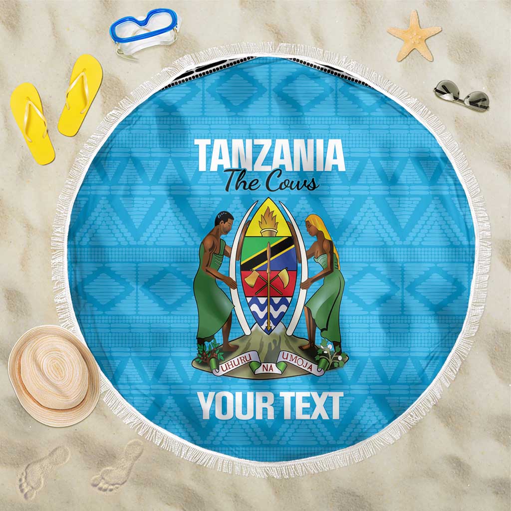 Custom Tanzania Cricket Beach Blanket Go Cows Sporty African Pattern - Wonder Print Shop