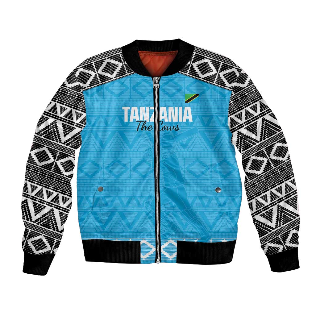 Custom Tanzania Cricket Bomber Jacket Go Cows Sporty African Pattern - Wonder Print Shop