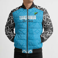 Custom Tanzania Cricket Bomber Puffer Jacket Go Cows Sporty African Pattern - Wonder Print Shop