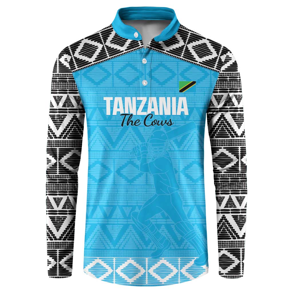 Custom Tanzania Cricket Button Sweatshirt Go Cows Sporty African Pattern - Wonder Print Shop