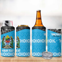 Custom Tanzania Cricket 4 in 1 Can Cooler Tumbler Go Cows Sporty African Pattern - Wonder Print Shop