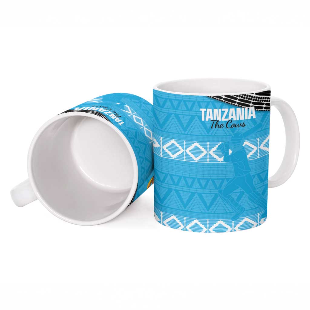 Custom Tanzania Cricket Ceramic Mug Go Cows Sporty African Pattern - Wonder Print Shop