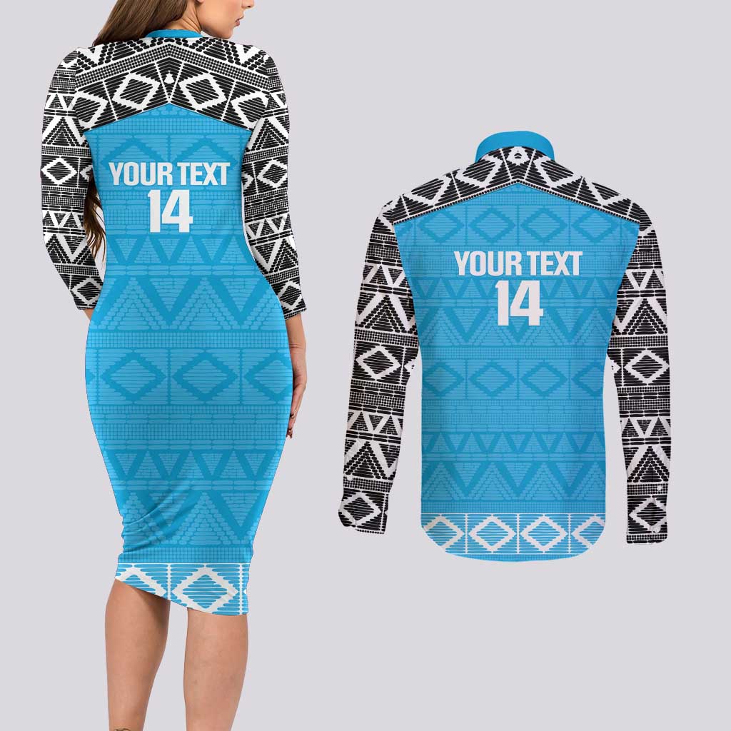 Custom Tanzania Cricket Couples Matching Long Sleeve Bodycon Dress and Long Sleeve Button Shirt Go Cows Sporty African Pattern - Wonder Print Shop