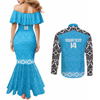 Custom Tanzania Cricket Couples Matching Mermaid Dress and Long Sleeve Button Shirt Go Cows Sporty African Pattern - Wonder Print Shop