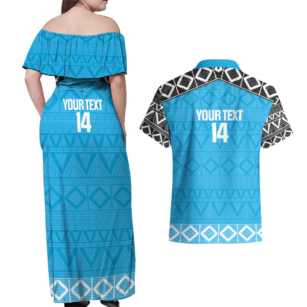 Custom Tanzania Cricket Couples Matching Off Shoulder Maxi Dress and Hawaiian Shirt Go Cows Sporty African Pattern - Wonder Print Shop