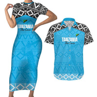Custom Tanzania Cricket Couples Matching Short Sleeve Bodycon Dress and Hawaiian Shirt Go Cows Sporty African Pattern - Wonder Print Shop