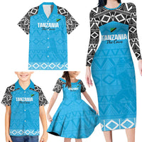 Custom Tanzania Cricket Family Matching Long Sleeve Bodycon Dress and Hawaiian Shirt Go Cows Sporty African Pattern - Wonder Print Shop