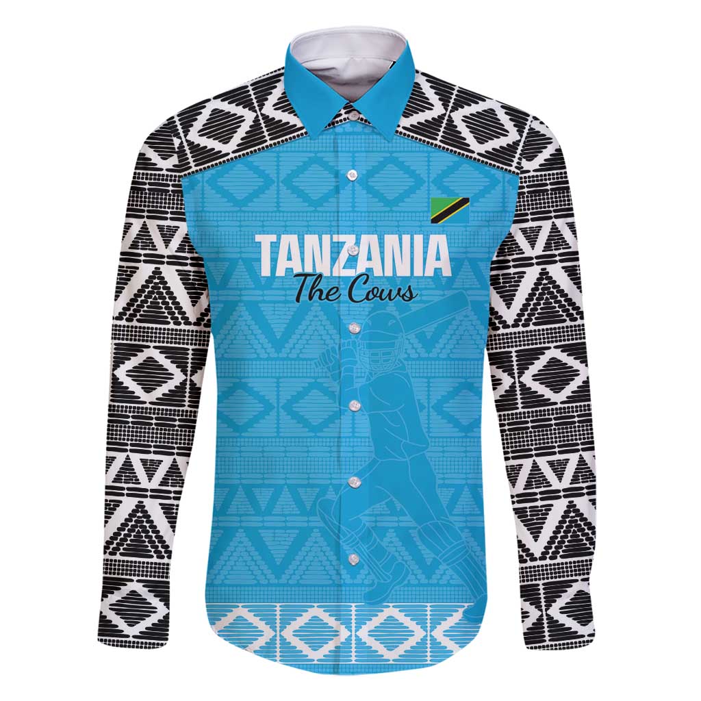 Custom Tanzania Cricket Family Matching Long Sleeve Bodycon Dress and Hawaiian Shirt Go Cows Sporty African Pattern - Wonder Print Shop