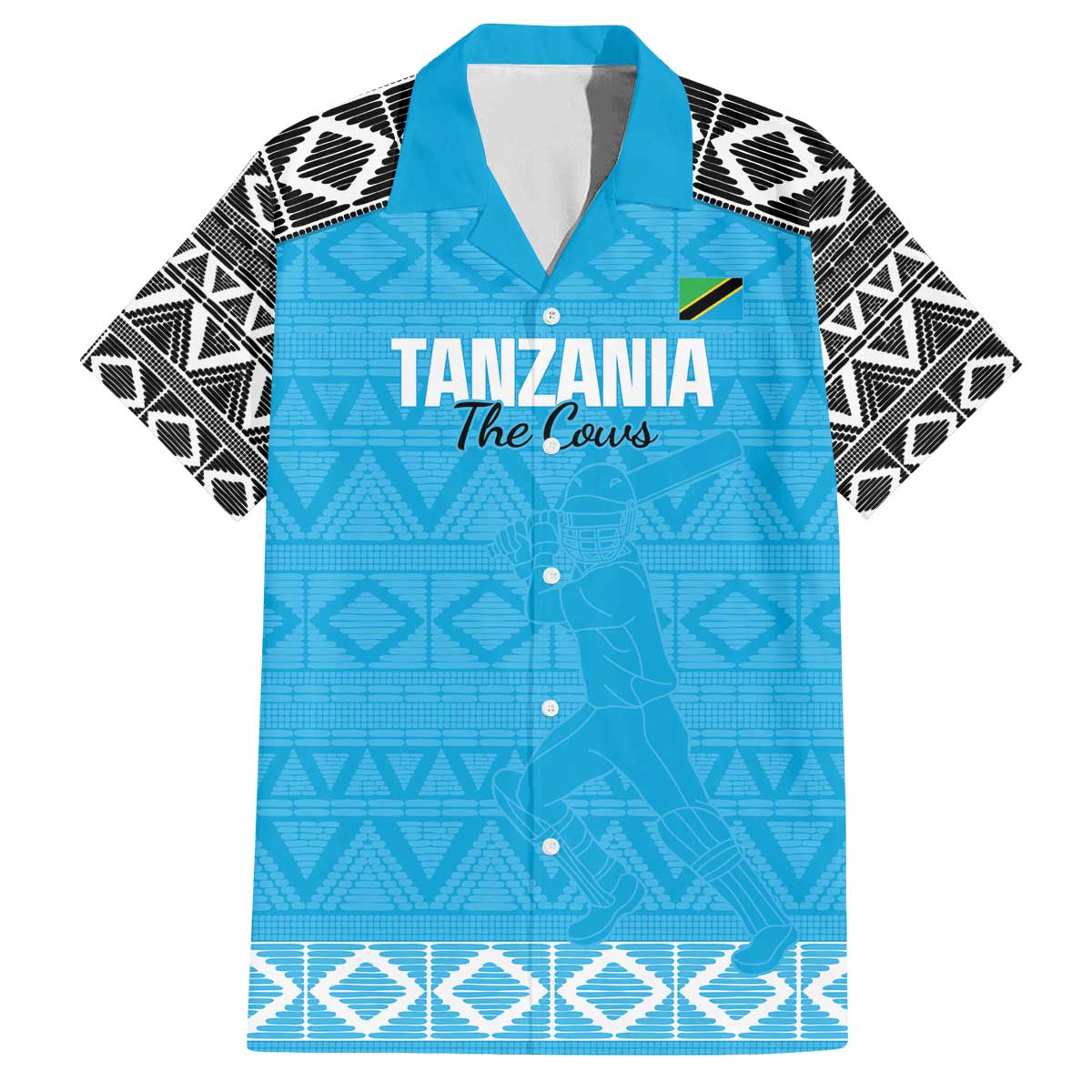 Custom Tanzania Cricket Family Matching Off The Shoulder Long Sleeve Dress and Hawaiian Shirt Go Cows Sporty African Pattern - Wonder Print Shop