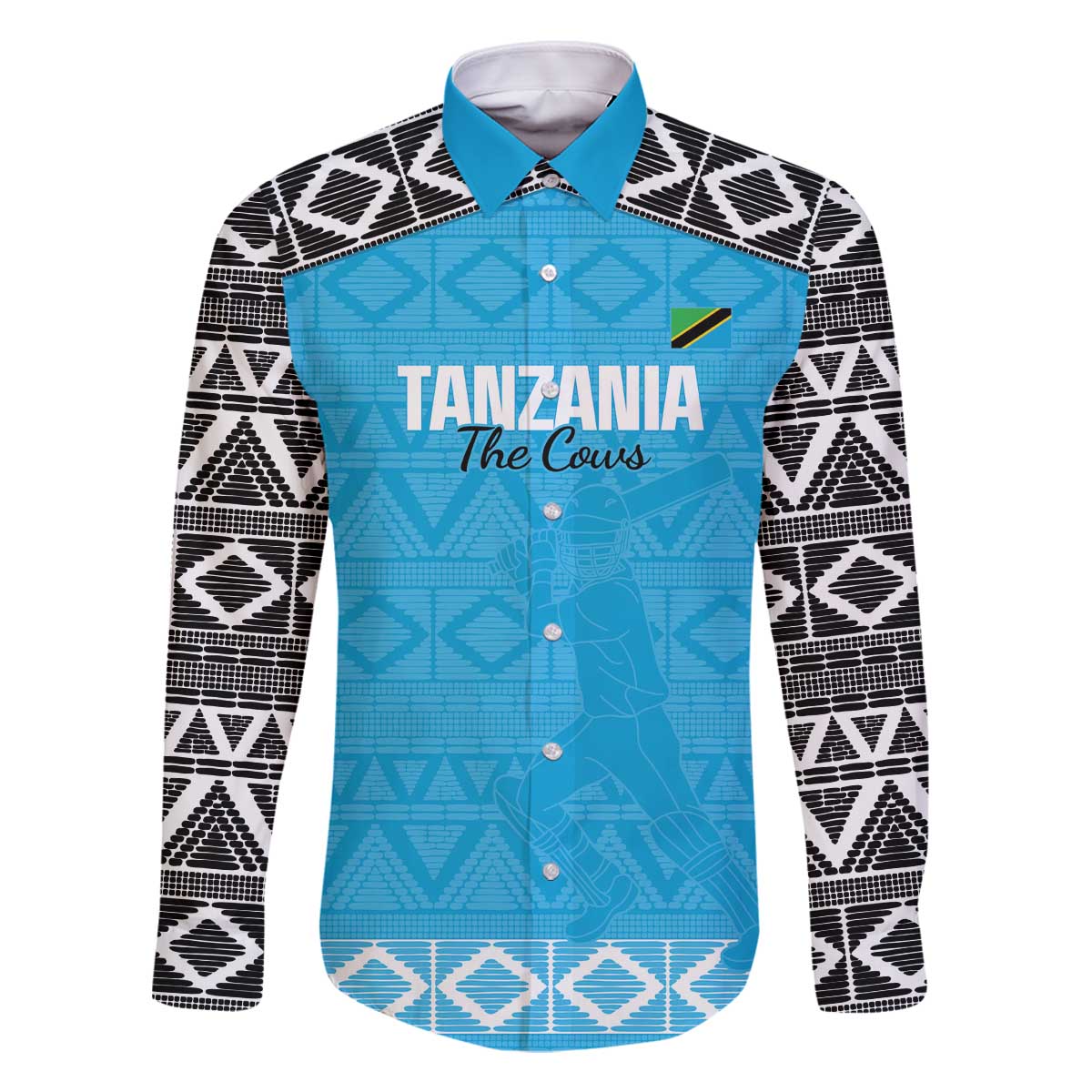Custom Tanzania Cricket Family Matching Off The Shoulder Long Sleeve Dress and Hawaiian Shirt Go Cows Sporty African Pattern - Wonder Print Shop