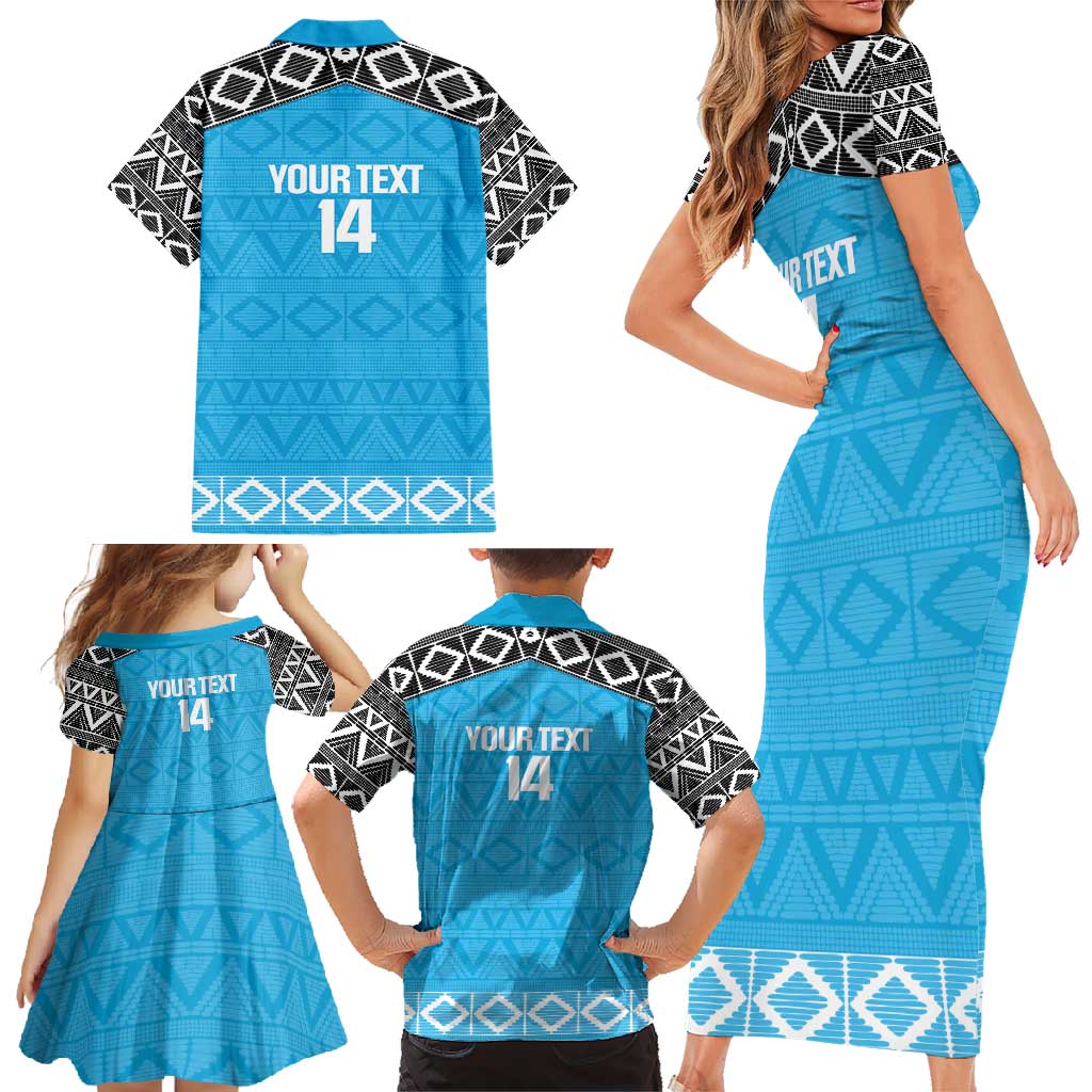 Custom Tanzania Cricket Family Matching Short Sleeve Bodycon Dress and Hawaiian Shirt Go Cows Sporty African Pattern - Wonder Print Shop