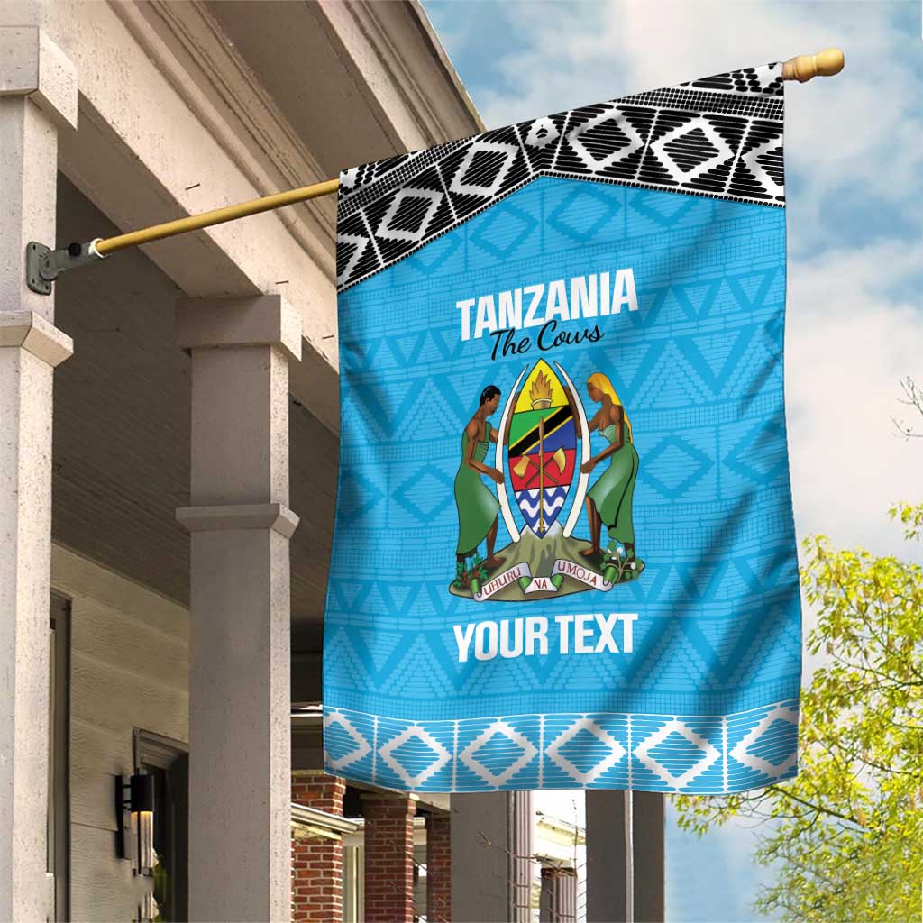 Custom Tanzania Cricket Garden Flag Go Cows Sporty African Pattern - Wonder Print Shop