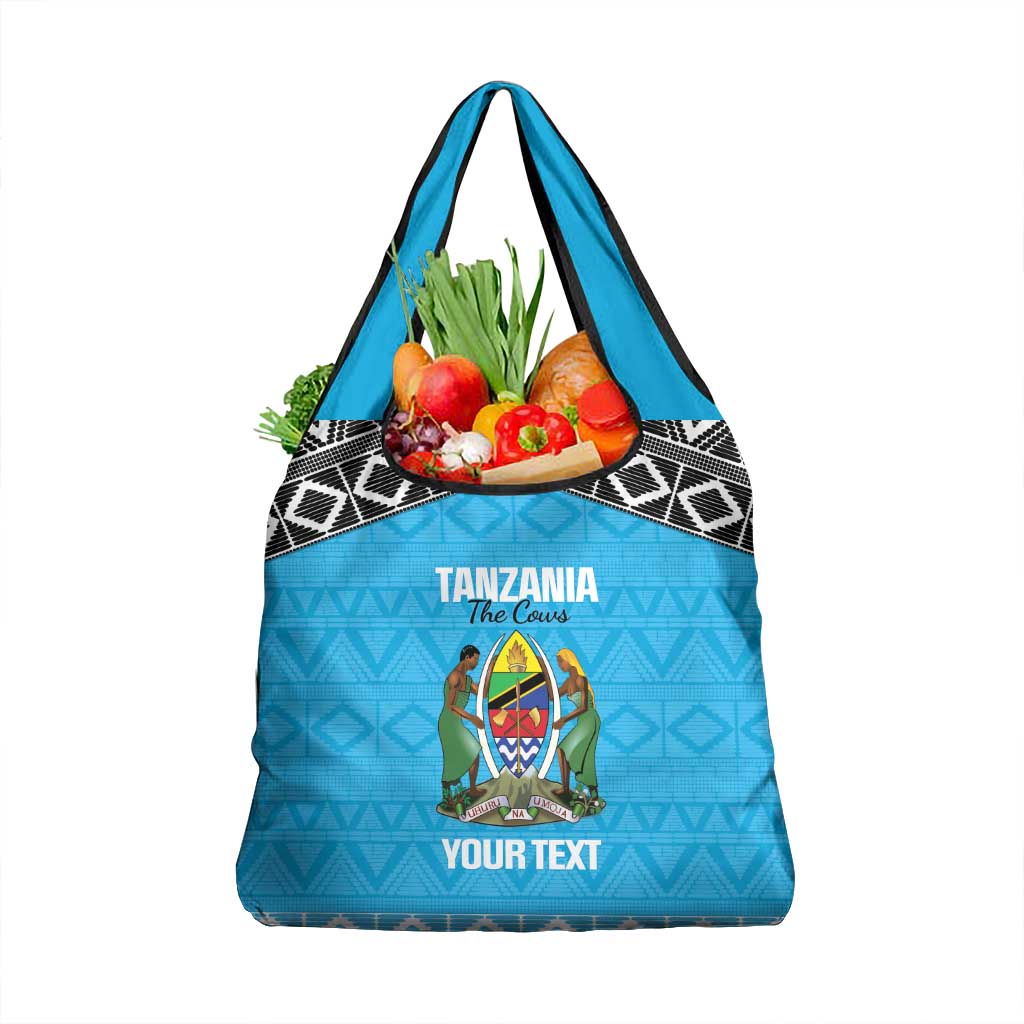 Custom Tanzania Cricket Grocery Bag Go Cows Sporty African Pattern - Wonder Print Shop