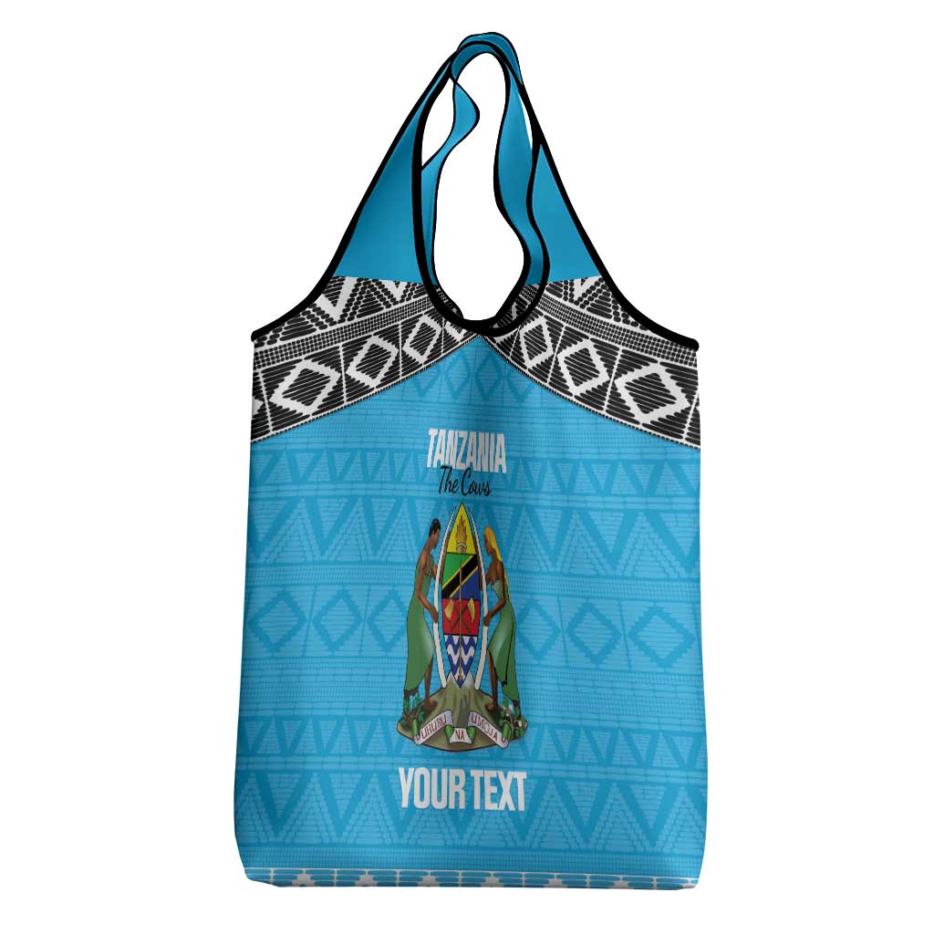 Custom Tanzania Cricket Grocery Bag Go Cows Sporty African Pattern - Wonder Print Shop