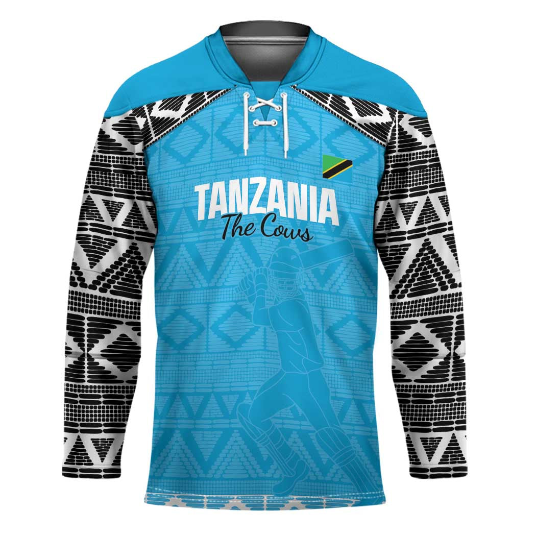 Custom Tanzania Cricket Hockey Jersey Go Cows Sporty African Pattern - Wonder Print Shop