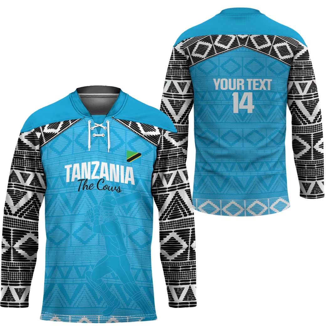 Custom Tanzania Cricket Hockey Jersey Go Cows Sporty African Pattern - Wonder Print Shop