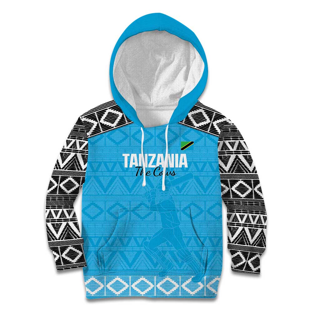 Custom Tanzania Cricket Kid Hoodie Go Cows Sporty African Pattern - Wonder Print Shop