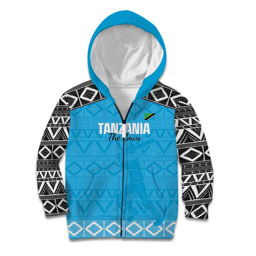 Custom Tanzania Cricket Kid Hoodie Go Cows Sporty African Pattern - Wonder Print Shop