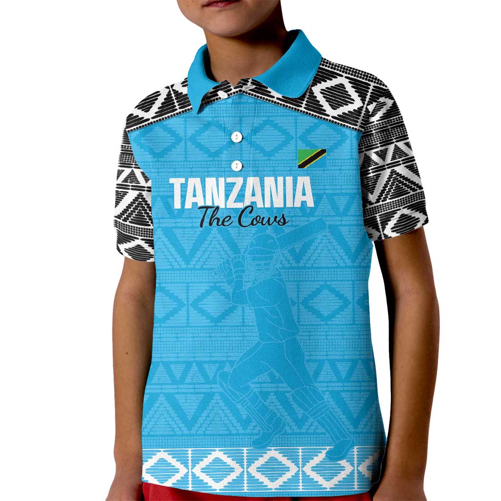 Custom Tanzania Cricket Kid Polo Shirt Go Cows Sporty African Pattern - Wonder Print Shop