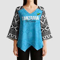 Custom Tanzania Cricket Kimono Sleeve Blouse Go Cows Sporty African Pattern - Wonder Print Shop