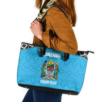Custom Tanzania Cricket Leather Tote Bag Go Cows Sporty African Pattern - Wonder Print Shop