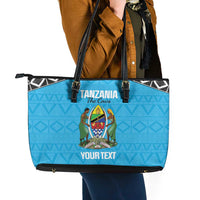 Custom Tanzania Cricket Leather Tote Bag Go Cows Sporty African Pattern - Wonder Print Shop