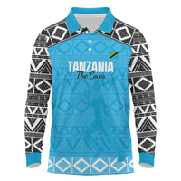 Custom Tanzania Cricket Long Sleeve Polo Shirt Go Cows Sporty African Pattern - Wonder Print Shop