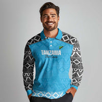 Custom Tanzania Cricket Long Sleeve Polo Shirt Go Cows Sporty African Pattern - Wonder Print Shop