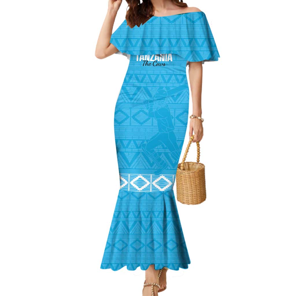 Custom Tanzania Cricket Mermaid Dress Go Cows Sporty African Pattern - Wonder Print Shop