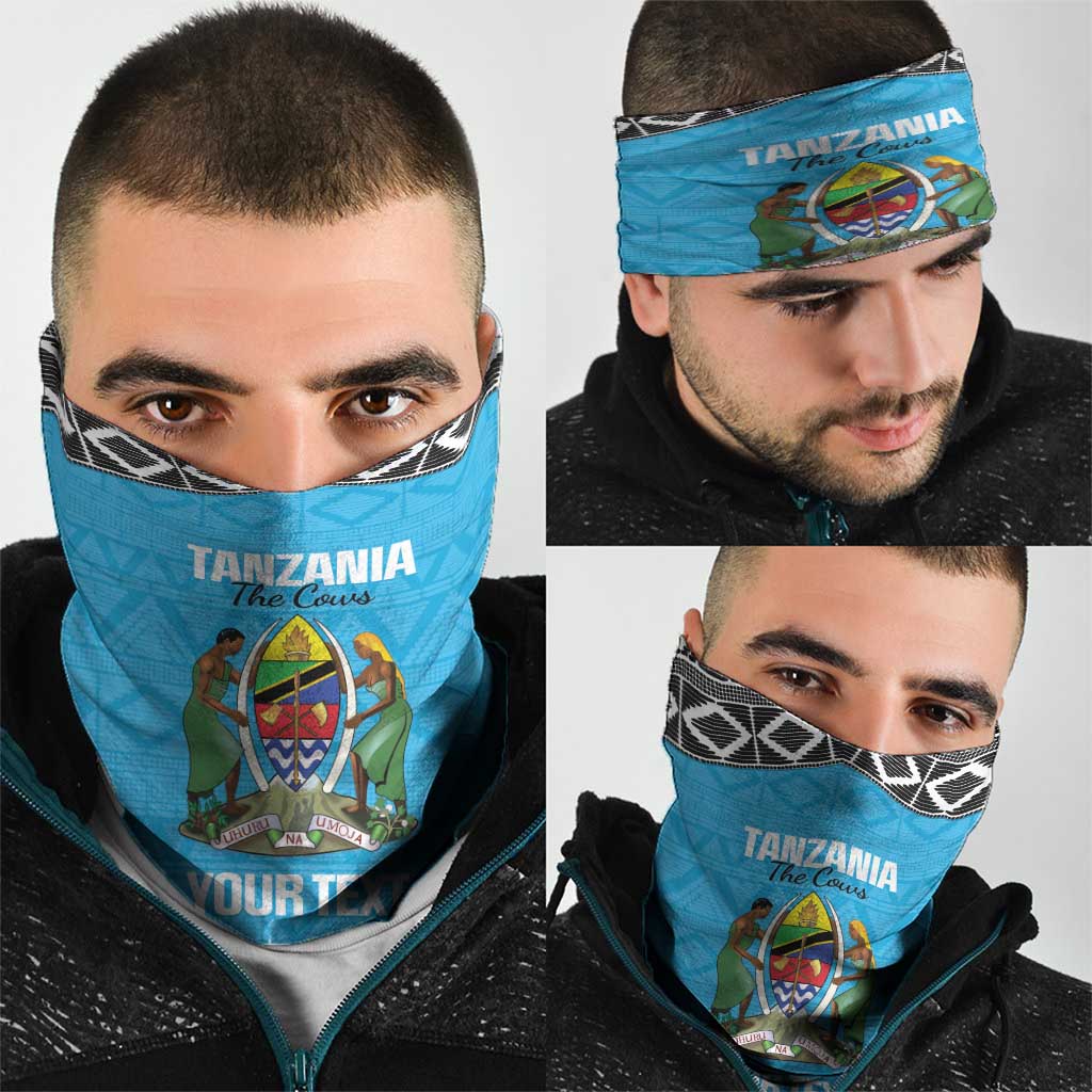 Custom Tanzania Cricket Neck Gaiter Go Cows Sporty African Pattern - Wonder Print Shop