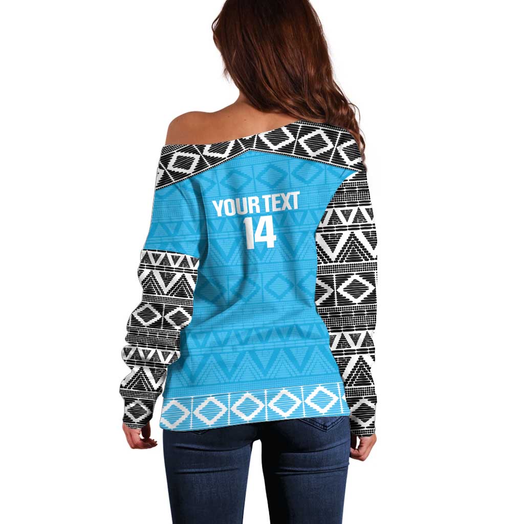 Custom Tanzania Cricket Off Shoulder Sweater Go Cows Sporty African Pattern - Wonder Print Shop