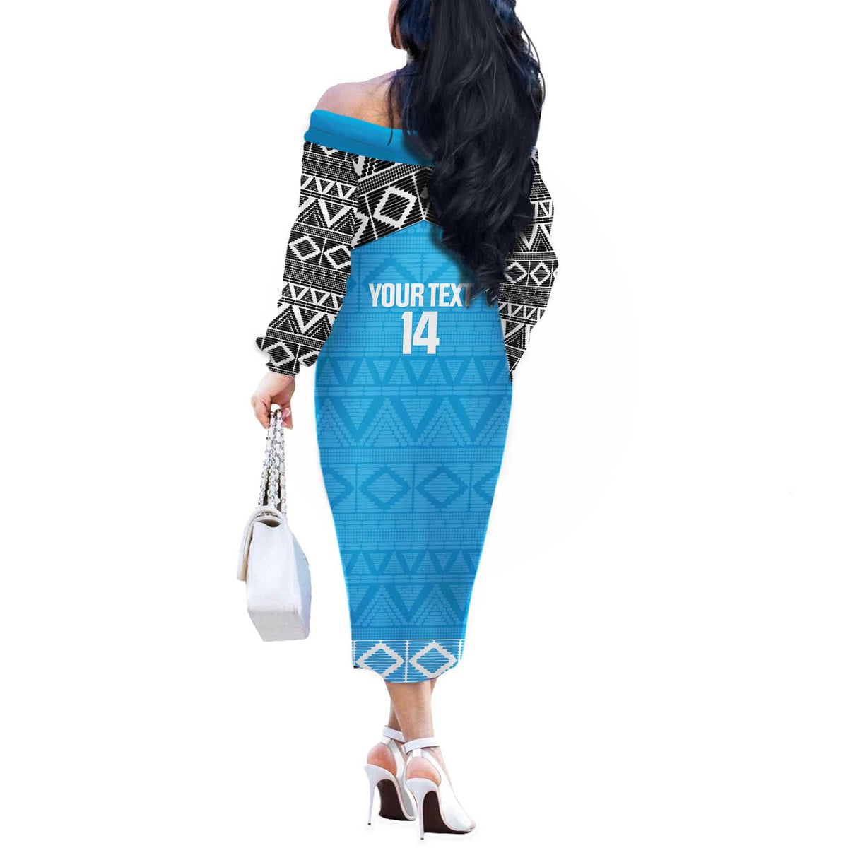 Custom Tanzania Cricket Off The Shoulder Long Sleeve Dress Go Cows Sporty African Pattern - Wonder Print Shop