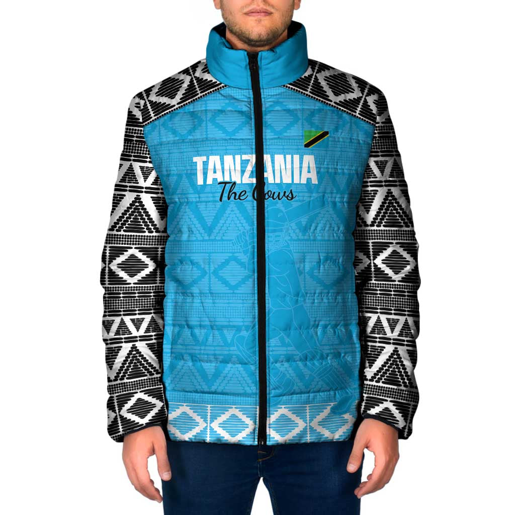 Custom Tanzania Cricket Padded Jacket Go Cows Sporty African Pattern - Wonder Print Shop