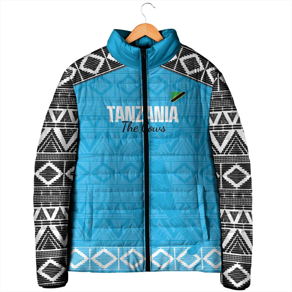 Custom Tanzania Cricket Padded Jacket Go Cows Sporty African Pattern - Wonder Print Shop