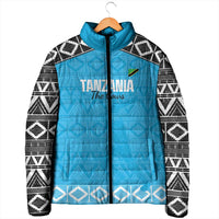 Custom Tanzania Cricket Padded Jacket Go Cows Sporty African Pattern - Wonder Print Shop