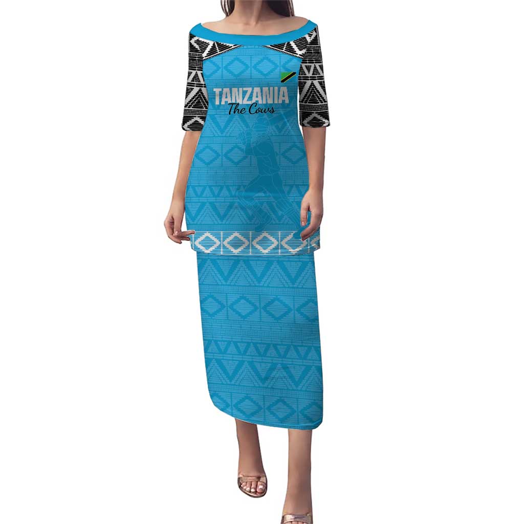 Custom Tanzania Cricket Puletasi Go Cows Sporty African Pattern - Wonder Print Shop