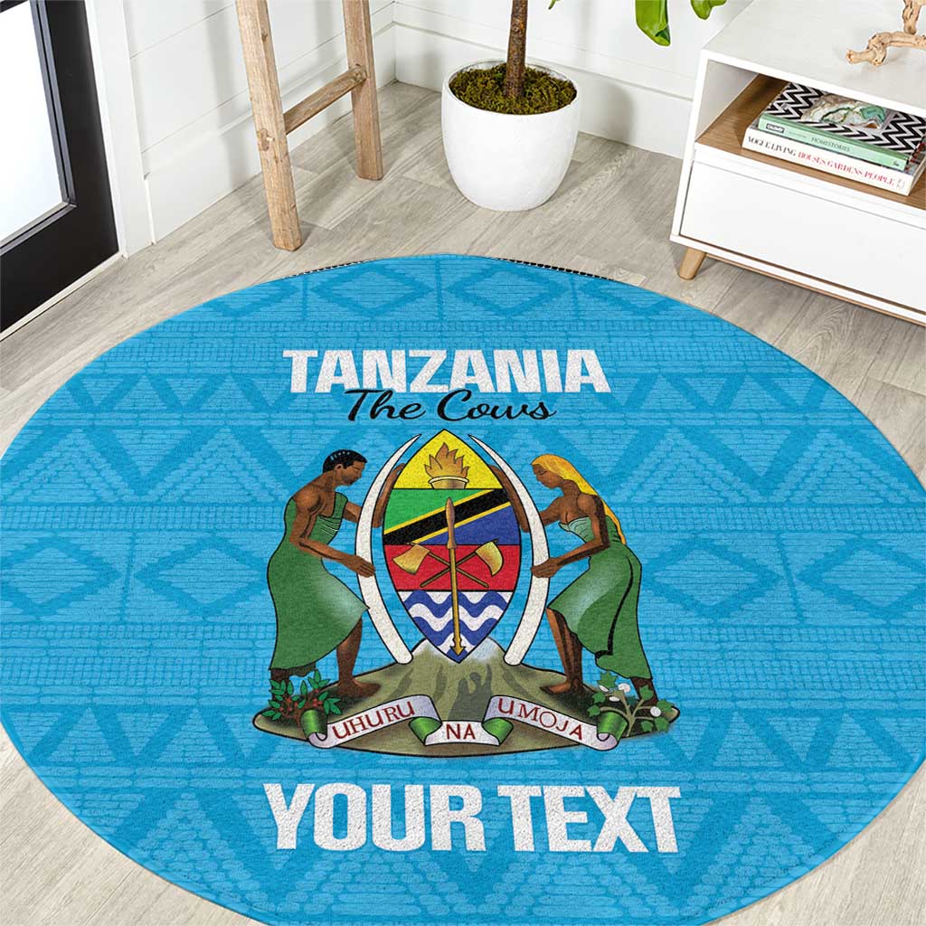 Custom Tanzania Cricket Round Carpet Go Cows Sporty African Pattern - Wonder Print Shop