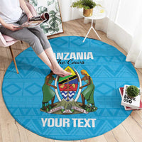 Custom Tanzania Cricket Round Carpet Go Cows Sporty African Pattern - Wonder Print Shop