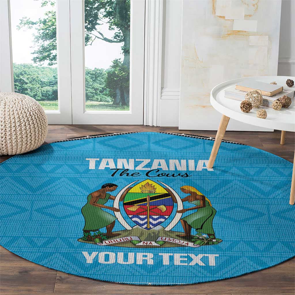 Custom Tanzania Cricket Round Carpet Go Cows Sporty African Pattern - Wonder Print Shop